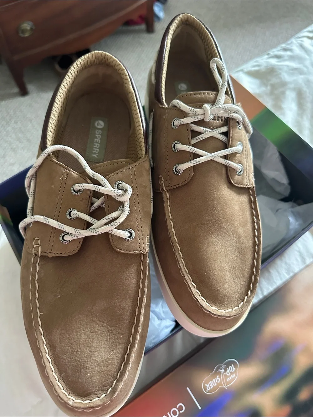 Sperry A/O Cup Leather Boat Shoes in Tan/Bronzer